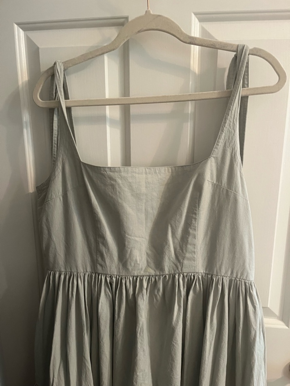 The Cozette Dress - Square-Neck Maxi Dress with Tie Straps in lightest blue. - Picture 3 of 14
